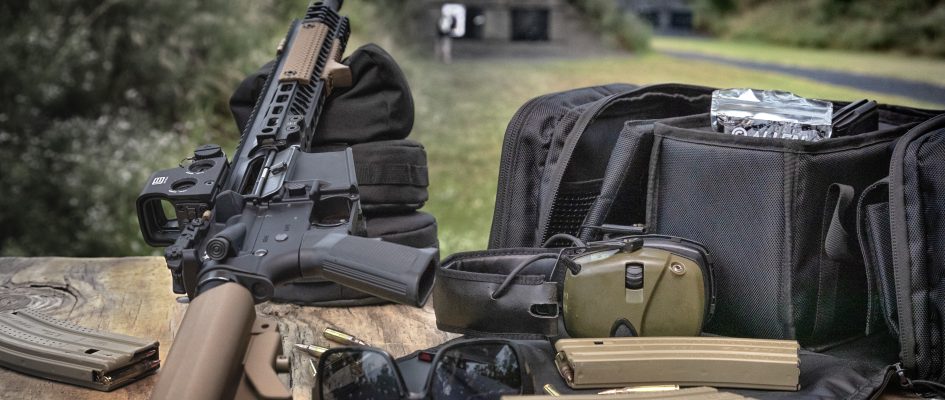 Range Bag, Range Bag at Gun Range, BlackHeart Range Bag, Range Bag with Firearm and Accessories, Range Day